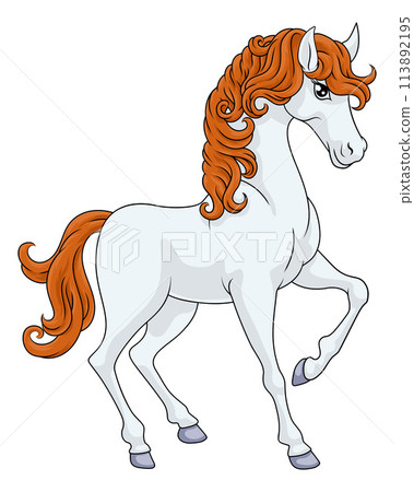 Horse Cartoon Cute Animal Character Illustration 113892195