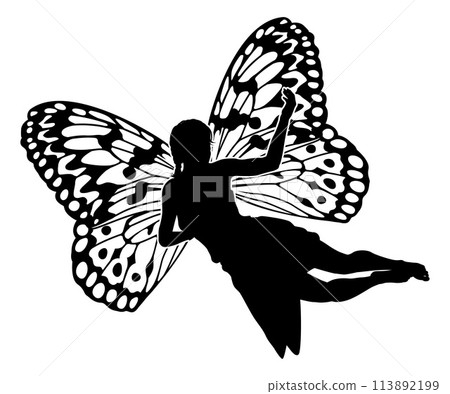 A Fairy in Silhouette With Butterfly Wings A Fairy in Silhouette With Butterfly Wings 113892199