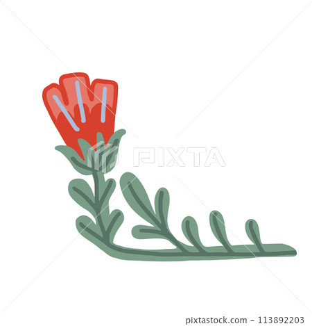 Colorful floral doodle illustration in a trendy style Colorful floral doodle illustration in a trendy style 113892203