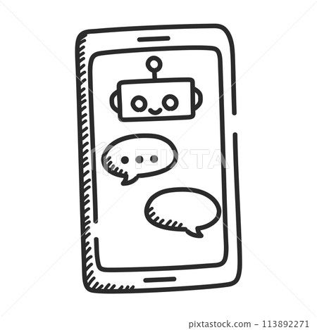 Generative artificial intelligence doodle icon Generative artificial intelligence doodle icon 113892271