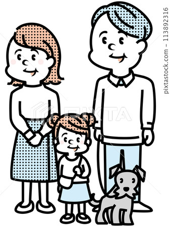 Dog and family illustration Dog and family illustration 113892316