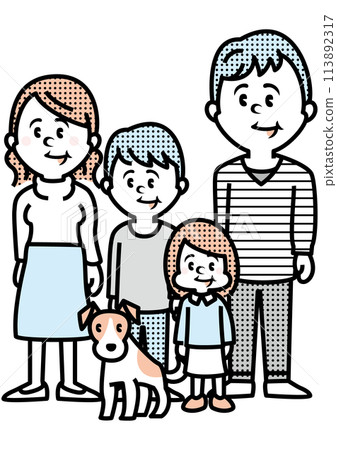 Dog and family illustration Dog and family illustration 113892317