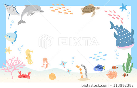 海中的插圖框架 01 113892392