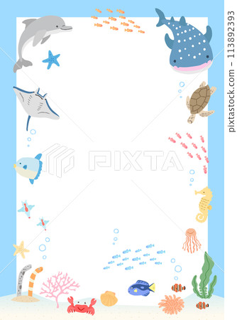 海中的插圖框架 02 113892393