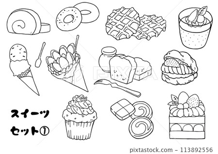 甜點套裝①線描 113892556