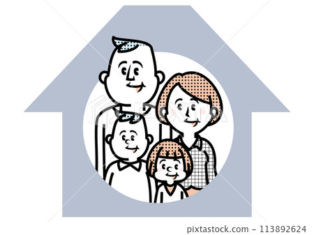 Illustration of house and family Illustration of house and family 113892624