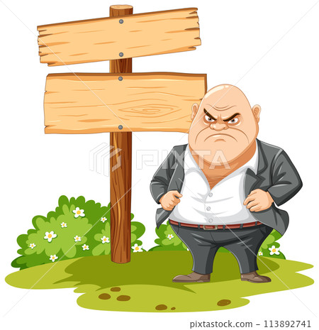 Grumpy Man by the Wooden Signpost Grumpy Man by the Wooden Signpost 113892741