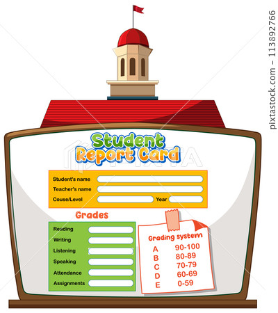 Colorful Student Report Card Illustration 113892766