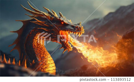 Dragon image, flame, game, legend, RPG, image, illustration material Dragon image, flame, game, legend, RPG, image, illustration material 113893512