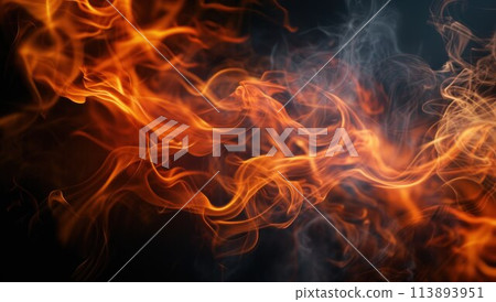 Fire embers particles over black background. Fire sparks background. Abstract dark glitter fire particles lights 113893951