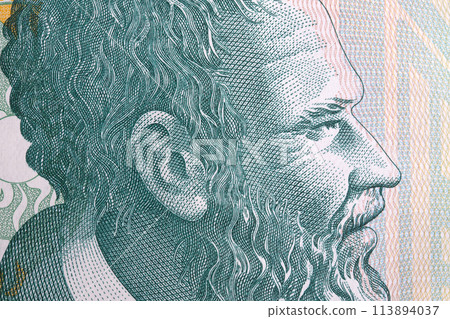 Pjeter Bogdani a closeup portrait from Albanian money Pjeter Bogdani a closeup portrait from Albanian money 113894037