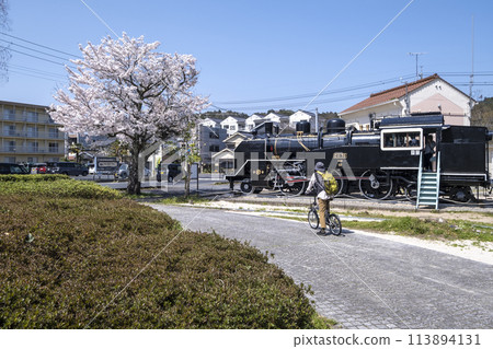 Image of enjoying cycling on the steam locomotive C11, Kurayoshi City Image of enjoying cycling on the steam locomotive C11, Kurayoshi City 113894131
