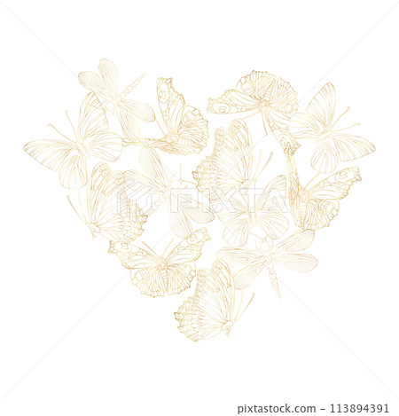 A drawing of a heart with many butterflies on it. The butterflies are of different sizes gold foil, and they are scattered all over the heart. The drawing conveys a sense of freedom Valentines frame A drawing of a heart with many butterflies on it. The butterflies are of different sizes gold foil, and they are scattered all over the heart. The drawing conveys a sense of freedom Valentines frame 113894391