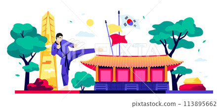 Welcome to South Korea - modern colored vector illustration 113895662