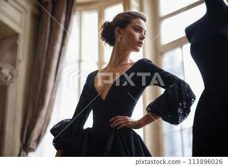 Ballerina Practicing in Studio Ballerina Practicing in Studio 113896026