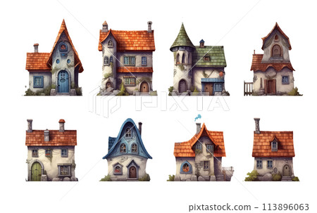 ui set vector illustration of cute small scandinavian house isolate on white background ui set vector illustration of cute small scandinavian house isolate on white background 113896063