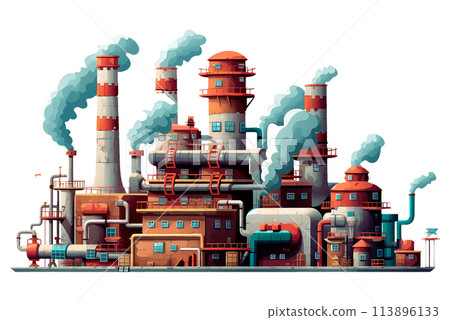 cartoon factory on white background in flat style for icon cartoon factory on white background in flat style for icon 113896133