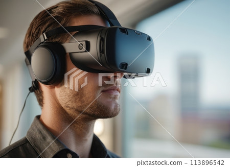 Man Experiencing Virtual Reality 113896542