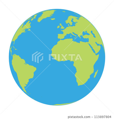 Earth globe - world map with continents on planet Earth, vector illustration on white 113897804