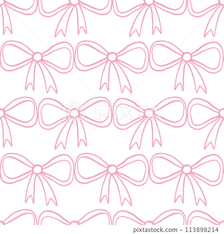 Gift Bows Seamless Pattern. Ribbon Vintage Doodle  113898214