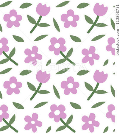 Vector seamless pattern of groovy abstract flowers Vector seamless pattern of groovy abstract flowers 113898751