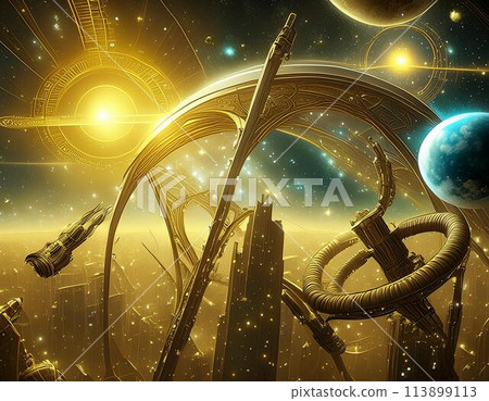 A futuristic cityscape from somewhere in the world 113899113