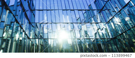 Business background. Innovation, high tech, building concept. Modern glass window architecture 113899467