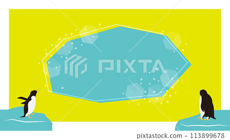 Cool penguin background illustration with ice frame 113899678