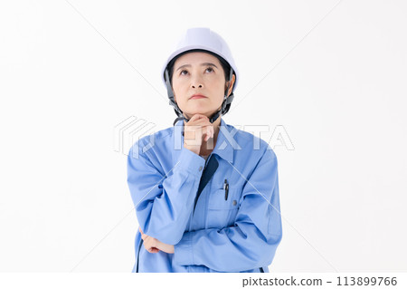 Women in work clothes are worried 113899766