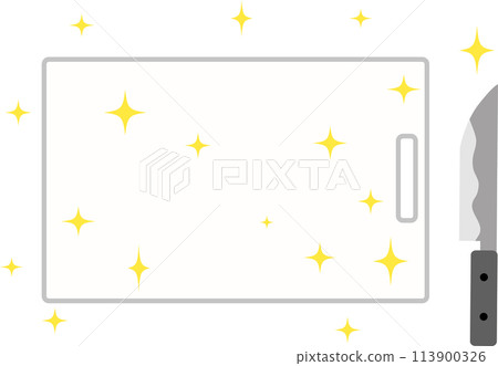 An illustration of a clean, sparkling cutting board and knife An illustration of a clean, sparkling cutting board and knife 113900326