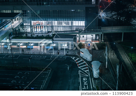 The rotary at night at Minami-Senri Station in Osaka Prefecture The rotary at night at Minami-Senri Station in Osaka Prefecture 113900423