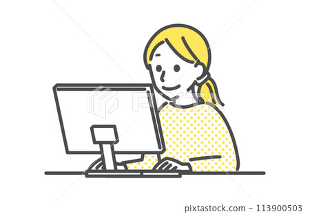 女人操作一台個人計算機 113900503