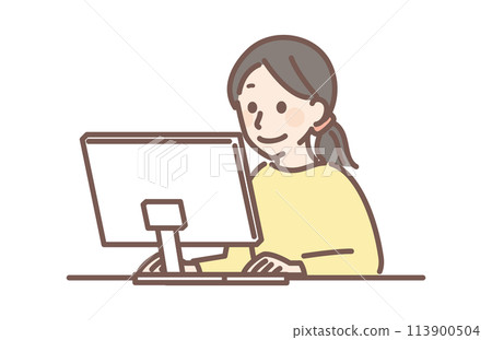 女人操作一台個人計算機 113900504