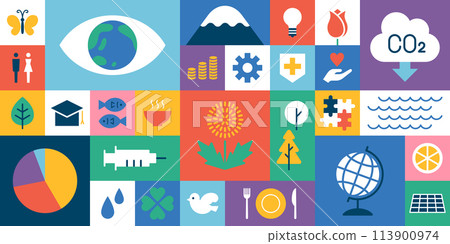 SDGs 影像圖示插圖背景資料 SDGs 影像圖示插圖背景資料 113900974
