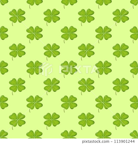 seamless pattern with clover leaves 113901244