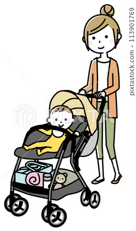 Going out with a stroller: Baby and mom 113901769