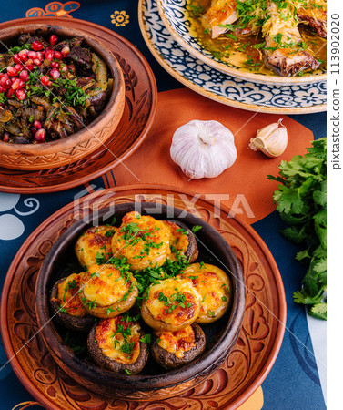 Traditional middle eastern cuisine assortment 113902020