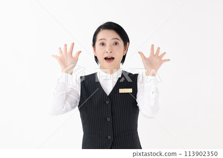 A woman in uniform wonders A woman in uniform wonders 113902350