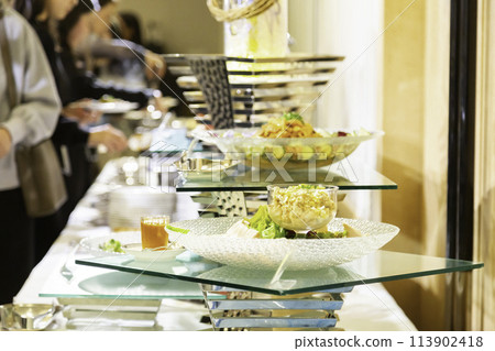 Buffet-style party food Hotel banquet hall Buffet-style party food Hotel banquet hall 113902418