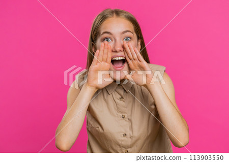 Young woman whisper news rumors holding hands near mouth, share gossip, quiet, keep my secrets Young woman whisper news rumors holding hands near mouth, share gossip, quiet, keep my secrets 113903550