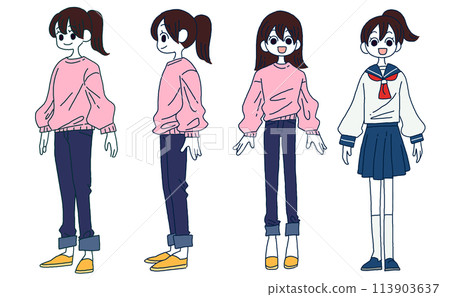 女性全身人物手繪套裝 113903637