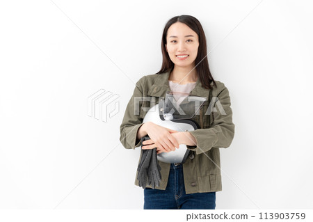 woman with helmet woman with helmet 113903759