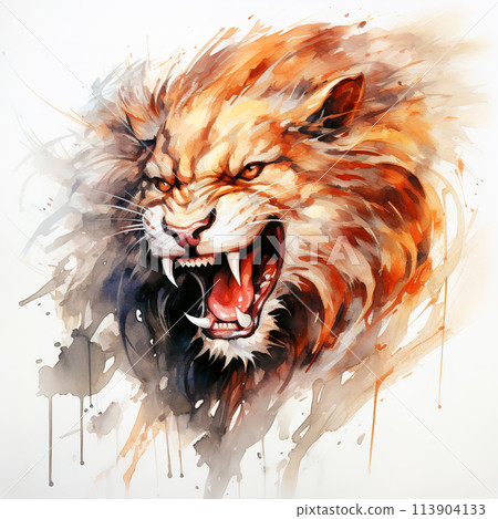 Watercolor painting of lion head on a clean background. Wildlife Animals. Illustration, Generative AI. Watercolor painting of lion head on a clean background. Wildlife Animals. Illustration, Generative AI. 113904133