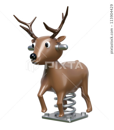 Playground deer spring rider isolated. 3d render illustration 113904429