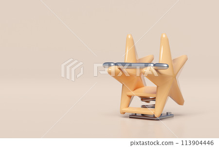 Playground starfish spring rider isolated on pink background. 3d render illustration Playground starfish spring rider isolated on pink background. 3d render illustration 113904446