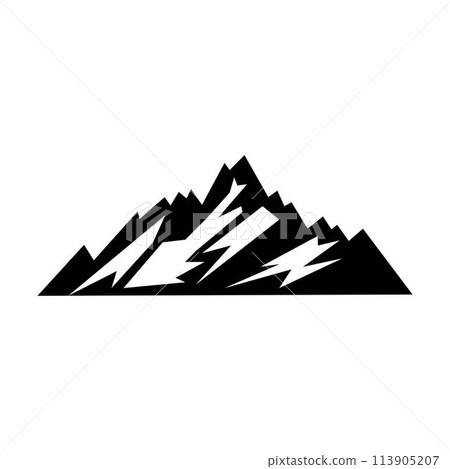 Mountain icon silhouette vector symbol of rock hills design element in a glyph pictogram illustration Mountain icon silhouette vector symbol of rock hills design element in a glyph pictogram illustration 113905207