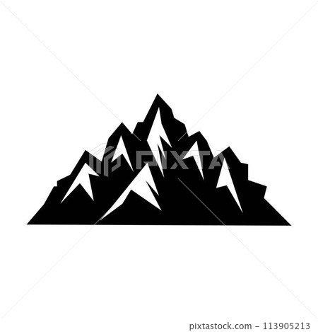 Mountain icon silhouette vector symbol of rock hills design element in a glyph pictogram illustration 113905213