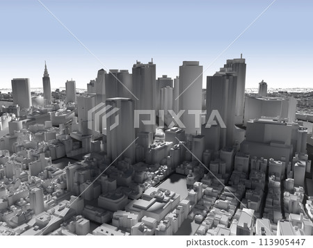從上方看的新宿摩天大樓區的 3DCG 從上方看的新宿摩天大樓區的 3DCG 113905447
