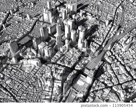 3DCG of Shinjuku, a skyscraper district seen from above 113905454