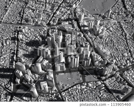 從上方看的新宿摩天大樓區的 3DCG 113905460